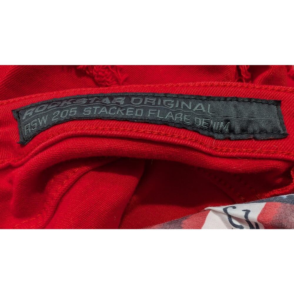 Rockstar Original Jeans Red RSW 205 Stacked Flare Denim Zariyah Women's L - Picture 6 of 8